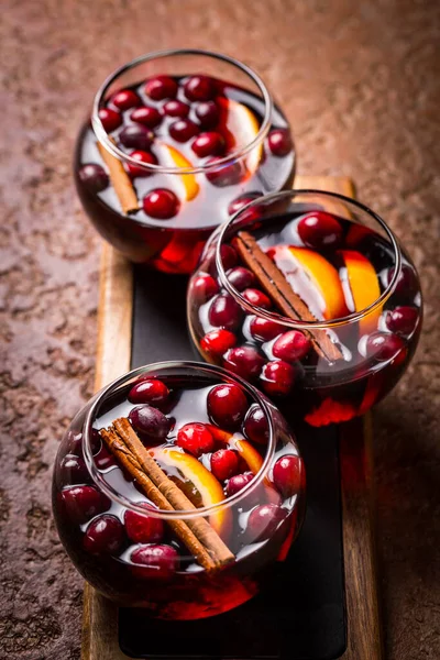 Vinho Amassado Com Laranja Cranberries Canela Anis — Fotografia de Stock