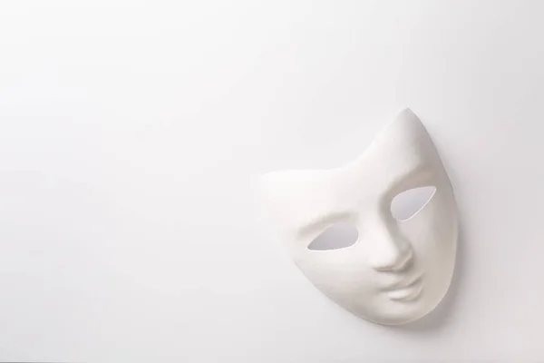 Theater Carnival Concept White Mask White Background Copy Space Text — Stock Photo, Image