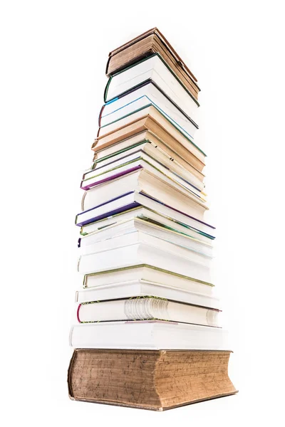 Stapel Alter Und Neuer Bücher Isoliert Auf Weißem Hintergrund — Stockfoto