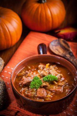 Gourmet hearty goulash soup  clipart