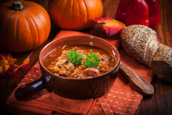 Gourmet hearty goulash soup — Stock Photo, Image