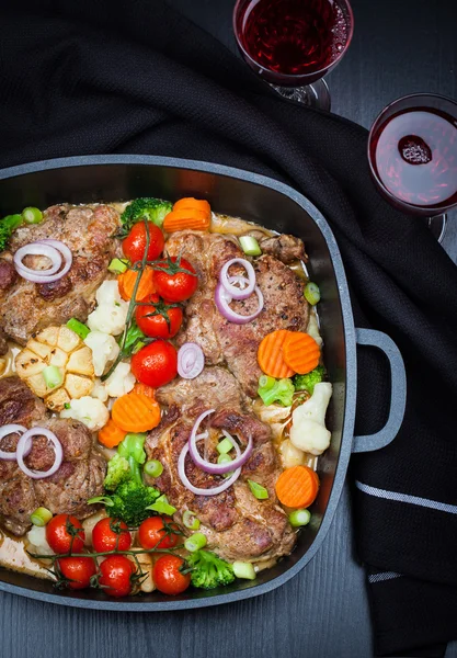 Baked pork meat with vegetable — Stock Photo, Image
