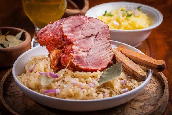 Smoked pork with cabbage — Stock Image Smoked pork with cabbage Stock Image