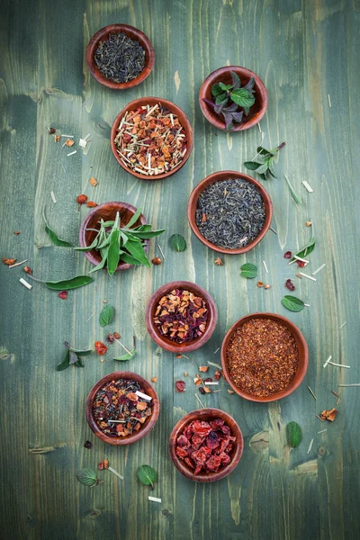 Assortment of dry tea — Stock Photo, Image