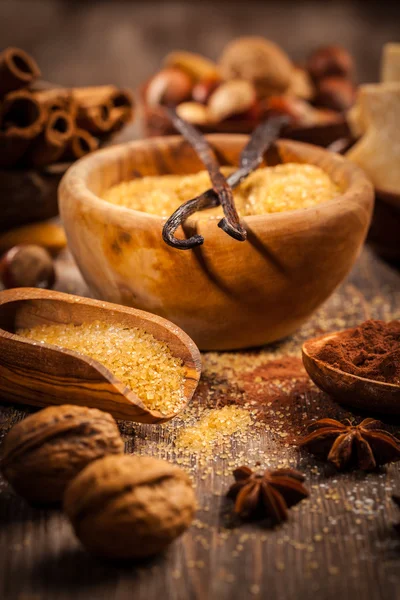 Baking ingredients and spices — Stock Photo, Image