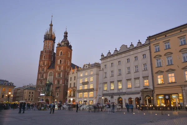 Cracovia ciudad vista nocturna — Foto de Stock