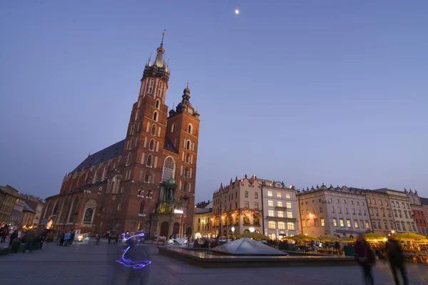 Місто Краків нічний погляд — стокове фото