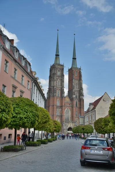 Wroclaw şehir cadde görünümü — Stok fotoğraf