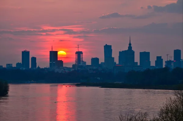 Varsovia Centro puesta de sol —  Fotos de Stock