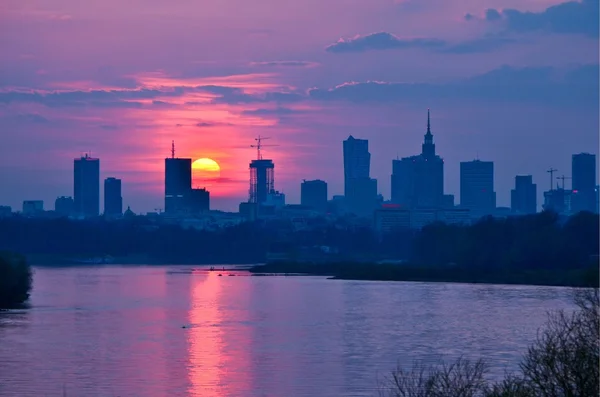 Warsaw Downtown sunset — Stock Photo, Image