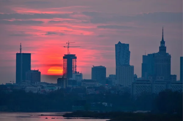 ワルシャワ ダウンタウンの夕日 — ストック写真