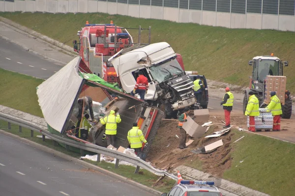 Ciężarówka wypadku widok — Zdjęcie stockowe