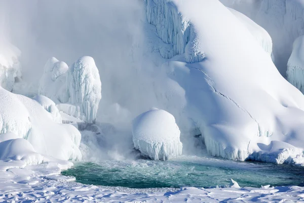 Is uppbyggnad av Niagara Falls, vintern år 2015 Stockfoto