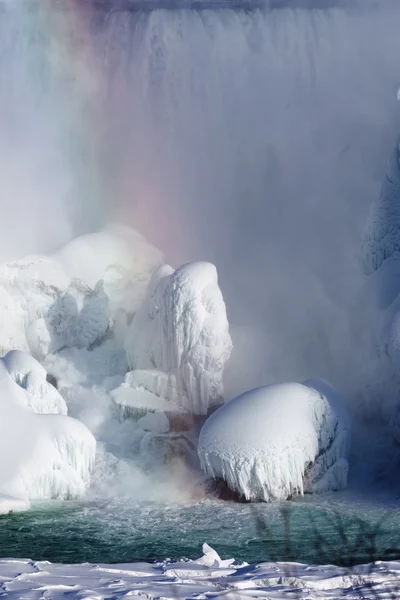 ナイアガラの滝、2015 年の冬の氷の蓄積 ストック画像