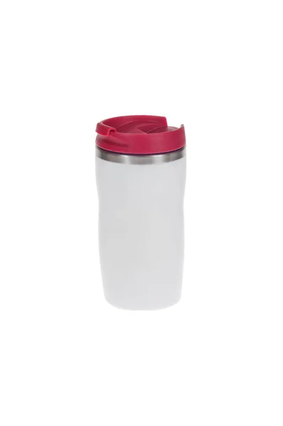 Termisk Isolerad Travel Mug Vit Bakgrund — Stockfoto