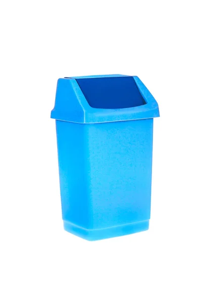 Blue Garbage Can Isolated White Background — Stock Photo, Image