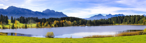 Panorama landscape in Bavaria with beautiful lake