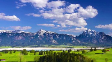 Bavyera Panorama görünümüne Alp Dağları ile güzel manzara 