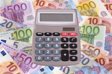 Euro banknot ve hesap makinesi