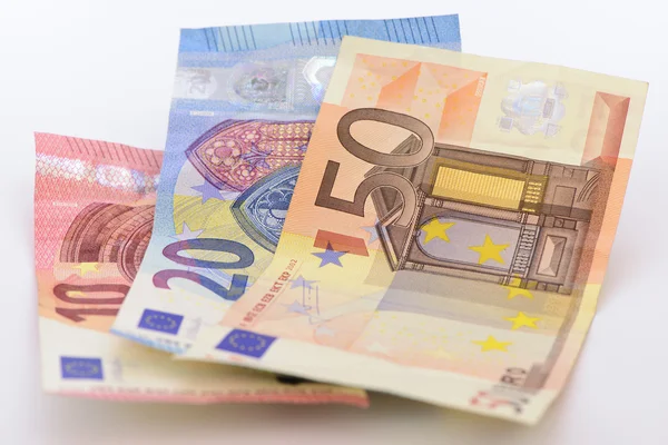 Drie euro-bankbiljetten — Stockfoto