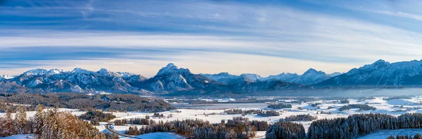 Panoramisch Landschap Winter Met Bergen Beieren — Stockfoto