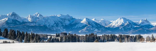 Panoramalandschaft Winter Mit Alpen Bayern — Stockfoto