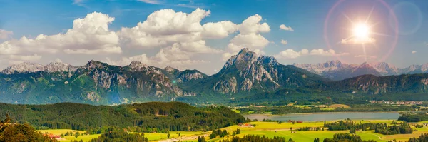 Paisaje Panorámico Baviera Con Montañas Los Alpes Prado Primavera —  Fotos de Stock
