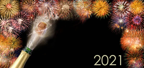 Feuerwerk Himmel Mit Jahresdatum 2021 — Stockfoto