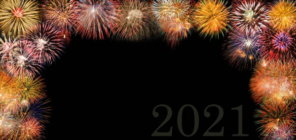 Πυροτεχνήματα Στον Ουρανό Ημερομηνία 2021 Έτος — Φωτογραφία Αρχείου