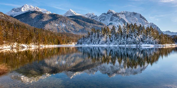 Panoramatická Krajina Zimě Horami Bavorsku — Stock fotografie
