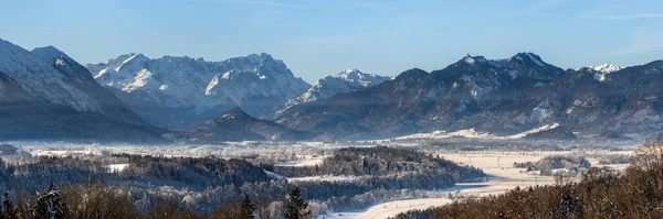 Paisaje Panorámico Invierno Con Montañas Los Alpes Baviera — Foto de Stock