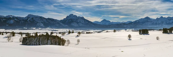 Kışın Bavyera Daki Alp Dağlarıyla Panoramik Manzara — Stok fotoğraf