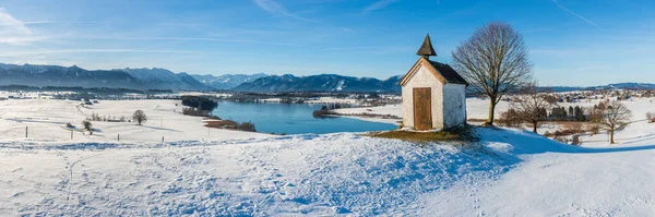 Panoramiczny Krajobraz Zimą Górami Alp Bawarii — Zdjęcie stockowe