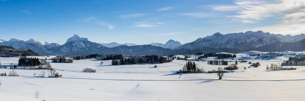 Panoramisch Landschap Winter Met Bergen Beieren — Stockfoto