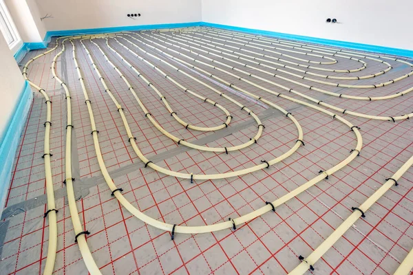 Underfloor Heating Construction New Residential House — Stock Photo, Image