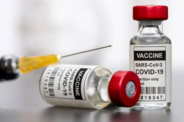 Vaccination Serum Syringe Covid Virus — Stock Photo, Image