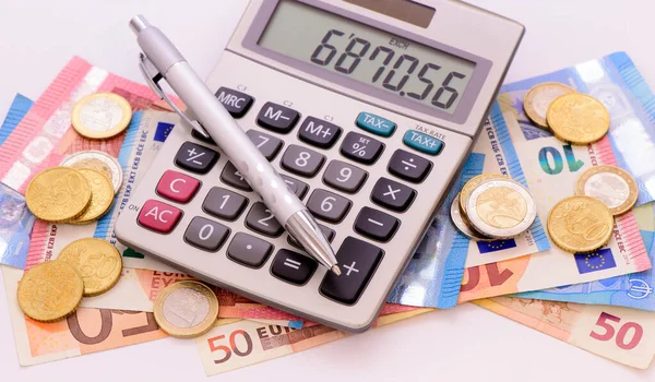 Detail Euro Banknotes Calculator — Stock Photo, Image