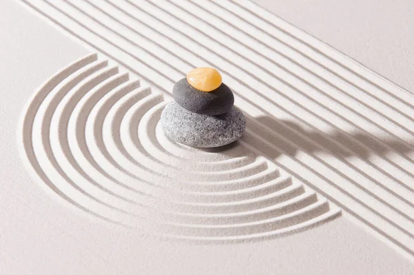 Japanese Zen Garden Stone Textured Sand — Stock Photo, Image