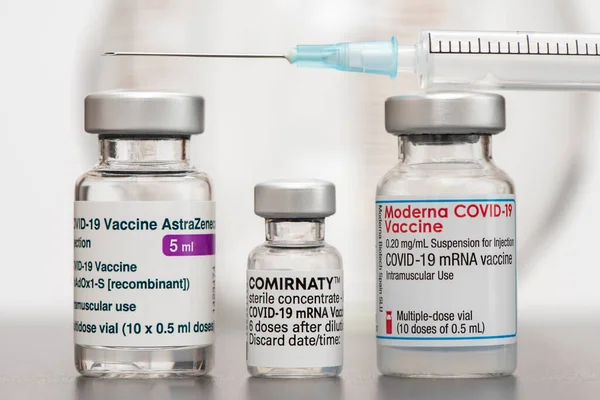 Flacons Originaux Contenant Vaccin Contre Virus Covid — Photo