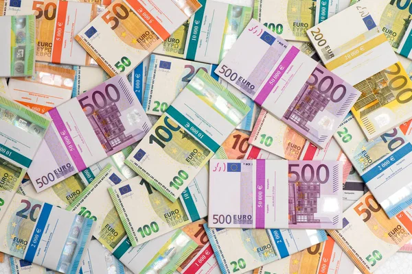 Bündel Vieler Euro Banknoten — Stockfoto