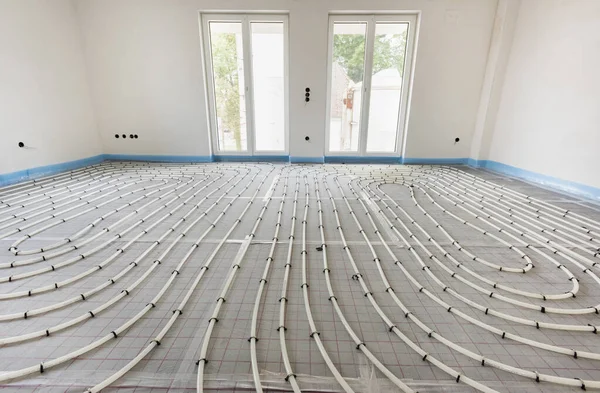 Underfloor Heating Construction New Residential House — Stock Photo, Image