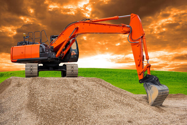 excavator at work on construction site