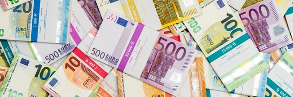 Bündel Vieler Euro Banknoten — Stockfoto