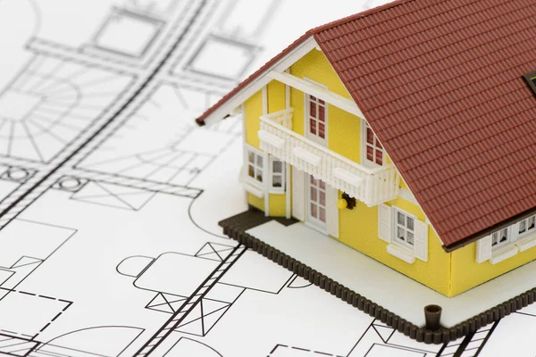 Model Domu Planie Architektonicznym — Zdjęcie stockowe
