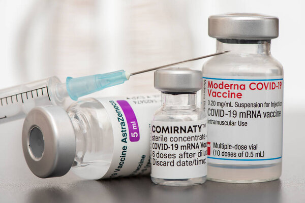 original vials with vaccine against covid-19 virus