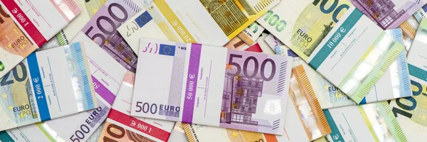 Bündel Vieler Euro Banknoten — Stockfoto