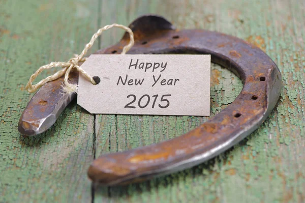 New year with horse shoe as talisman for good luck — Stock Photo, Image