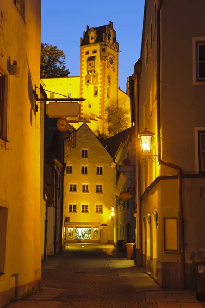 Eski şehir Fuessen Bavyera geceleri — Stok fotoğraf