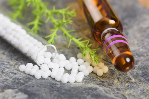 Alternativní medicína s bylinnými pilulkami — Stock fotografie