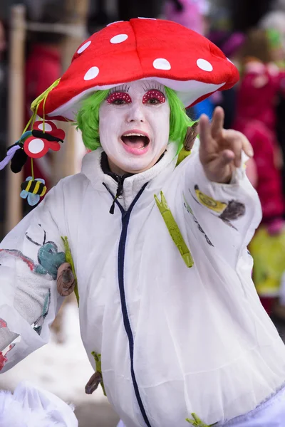 Carnival parade with mask designed as mushroom — Stock Photo, Image